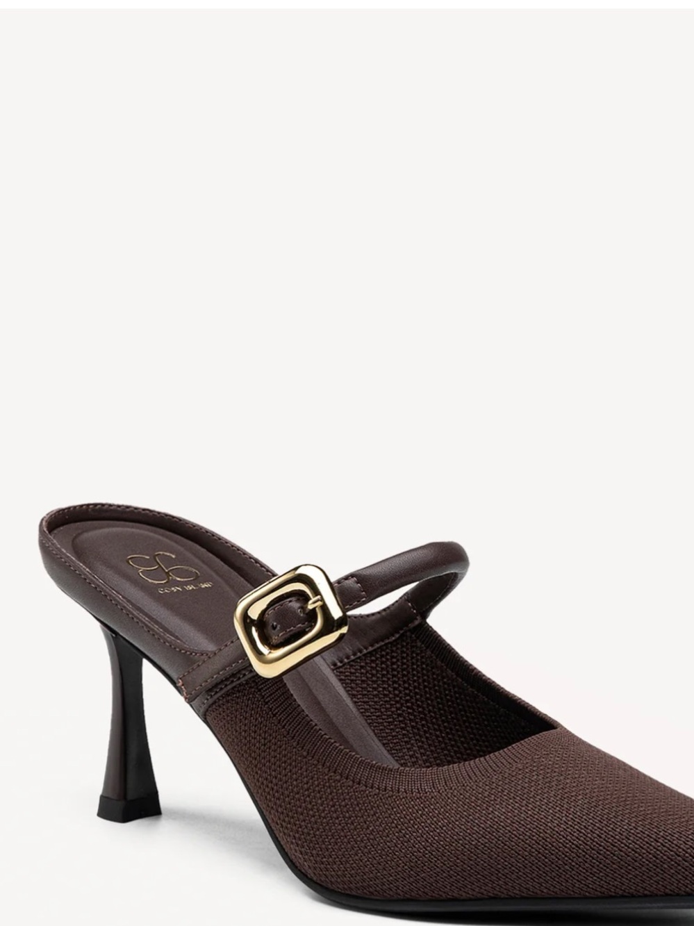 Cozy Island Women's Dark Brown Pointed Toe Buckle Mules